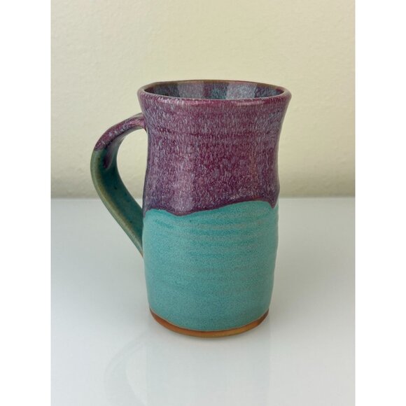 Art Pottery Mug Planter Vase Always Azul Villa Grove Purple Teal Tankard 6.5" - Picture 14 of 16